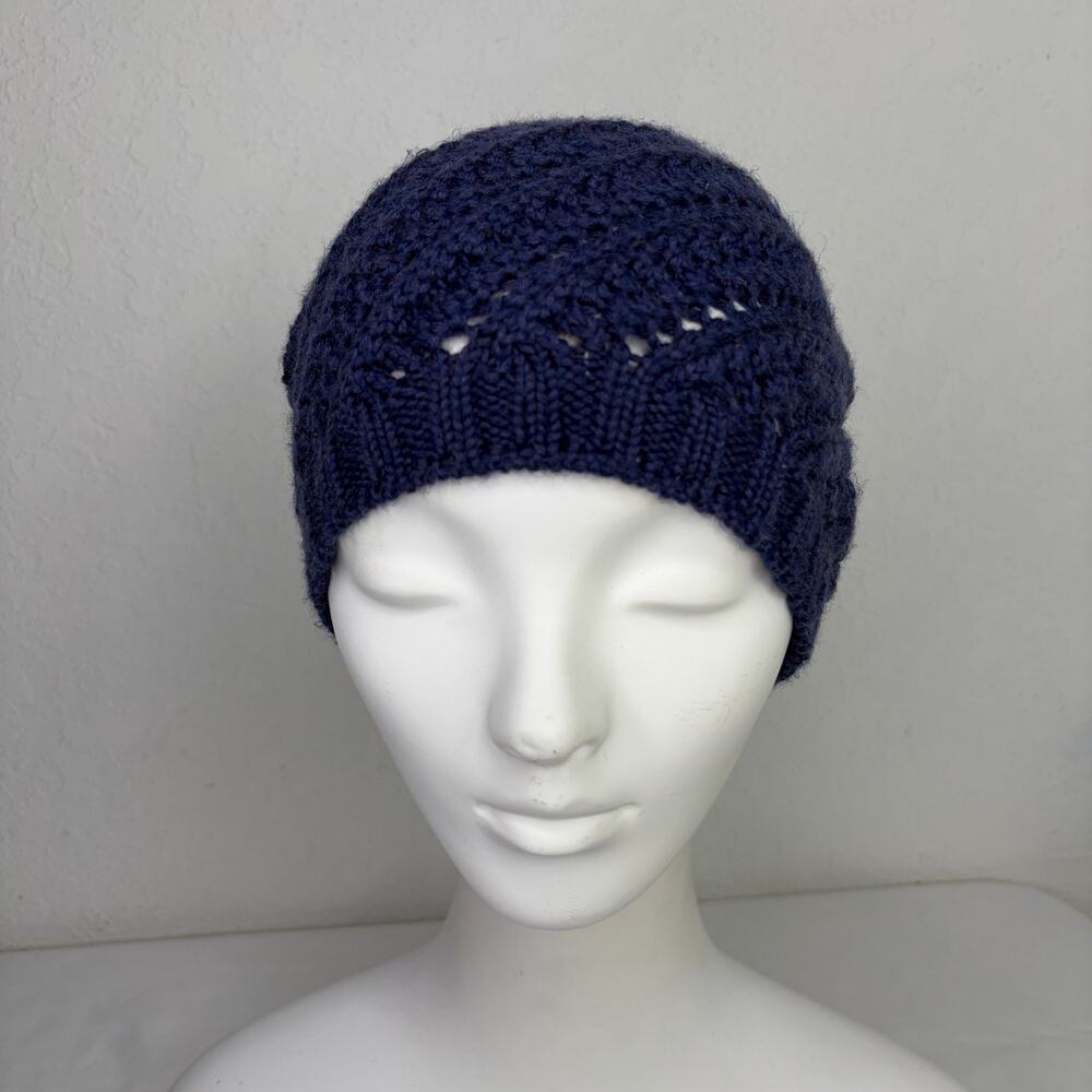 Free People Slouchy Crochet Beanie Hat One Size, blue? wool blend, winter, fall